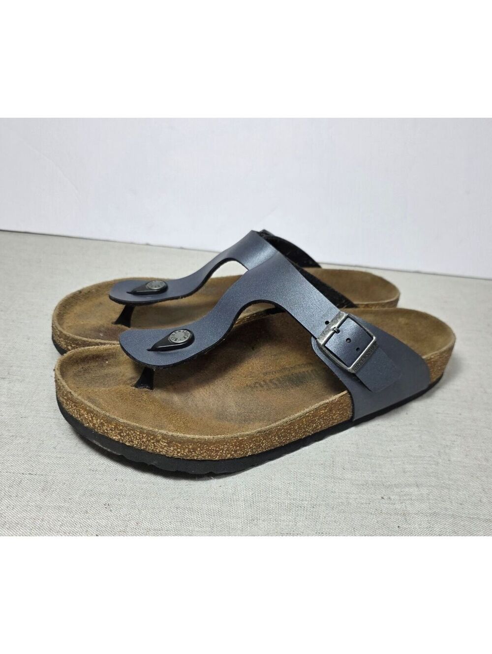 Birkenstock Gizeh Metallic Gray Birko Flor Toe Thong Sandals Women's 41 US 10